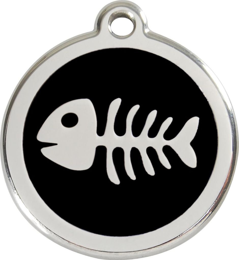 RedDingo Hundemarke mit individueller Gravur Fischgräten schwarz, Größe: M