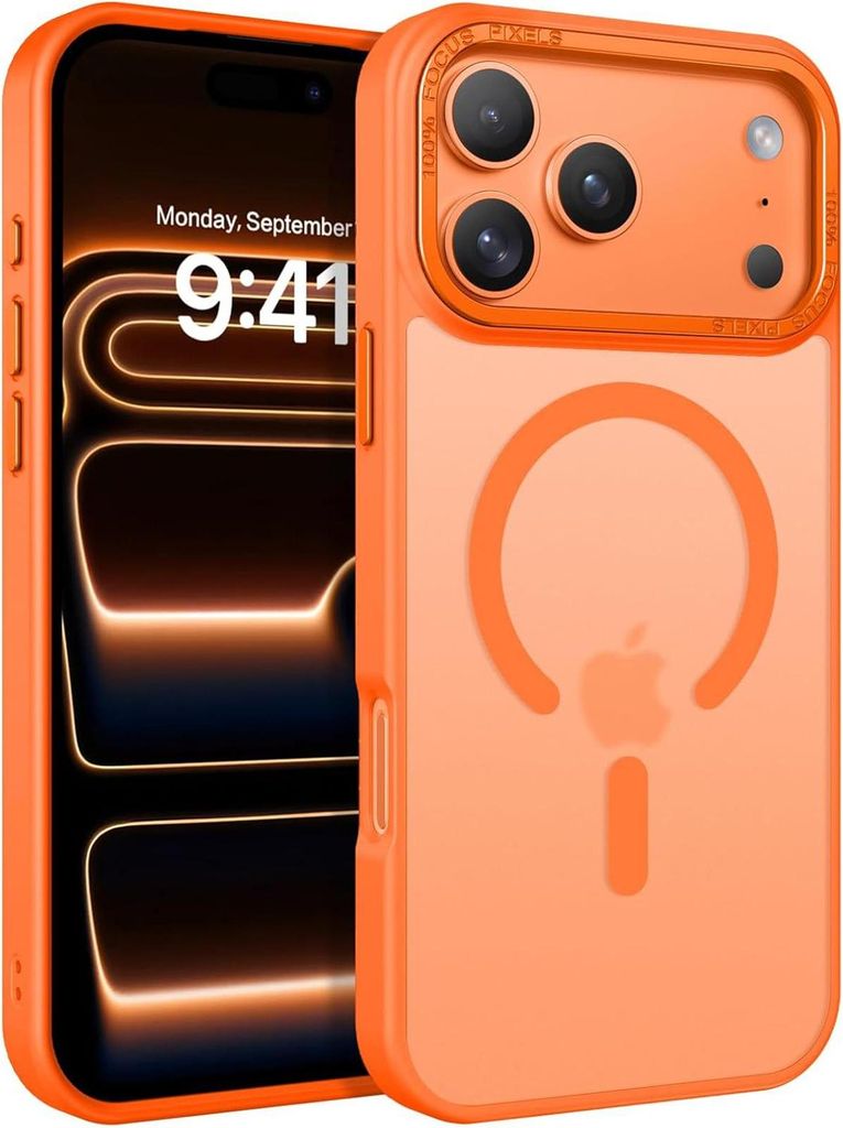 Handyhülle für iPhone 17 Pro Hülle MagSafe kompatibel mit Metall Kamerarahmen Magnet Case TPU Kantenschutz