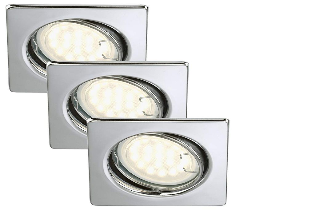 Briloner 7213-038 LED Einbaustrahler Set 3x3W Metall Chrom eckig schwenkbar