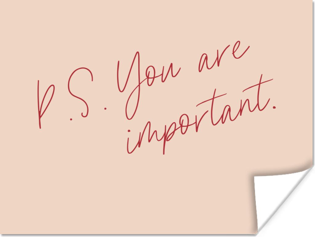 MuchoWow Poster Text - P.S. Du bist wichtig - Zitate 120x90 cm - Wandbild