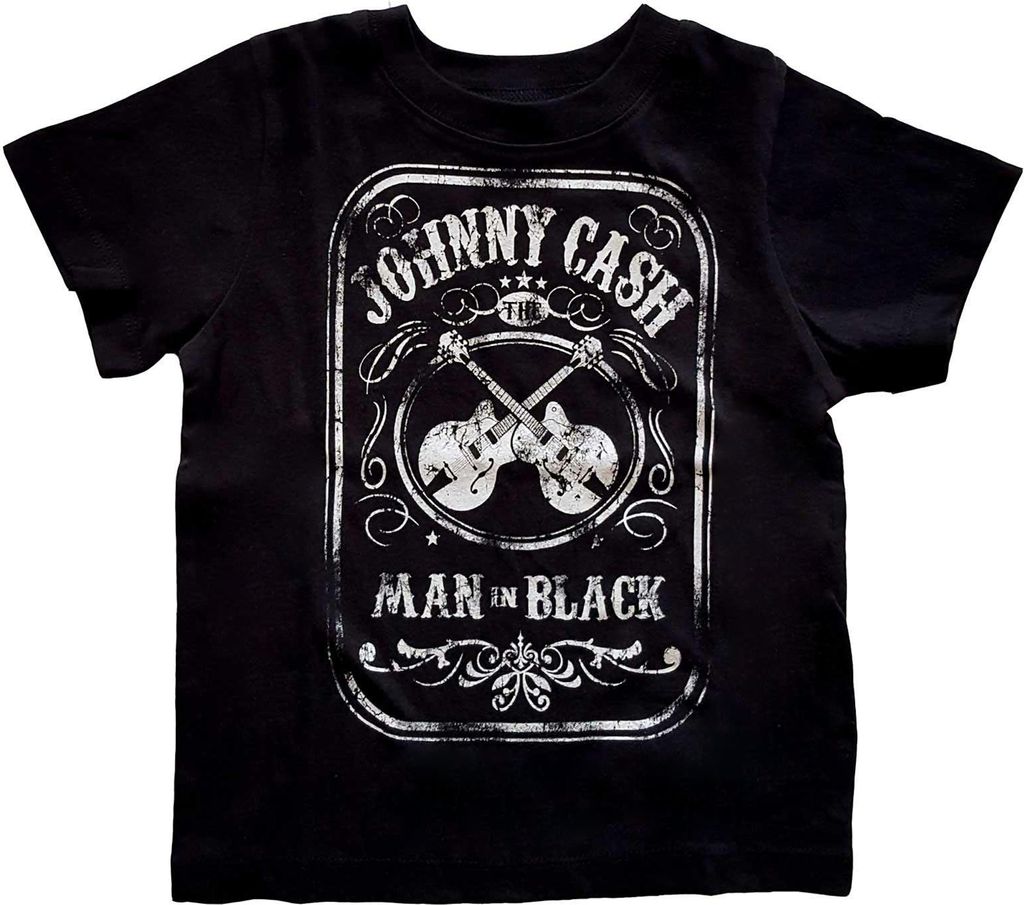 Johnny Cash - "Man In Black" T-Shirt für Kinder RO937 (98) (Schwarz)