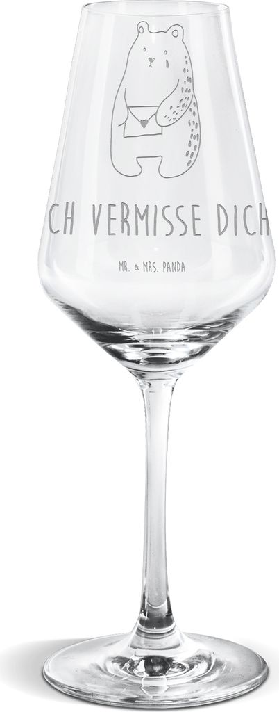 Mr. & Mrs. Panda Weinglas Bär Vermissen - Transparent - Geschenk, wein glas, Freund, Verreist, Liebeskummer, Weißwein, Weißweinkelch, Reise, Ung...