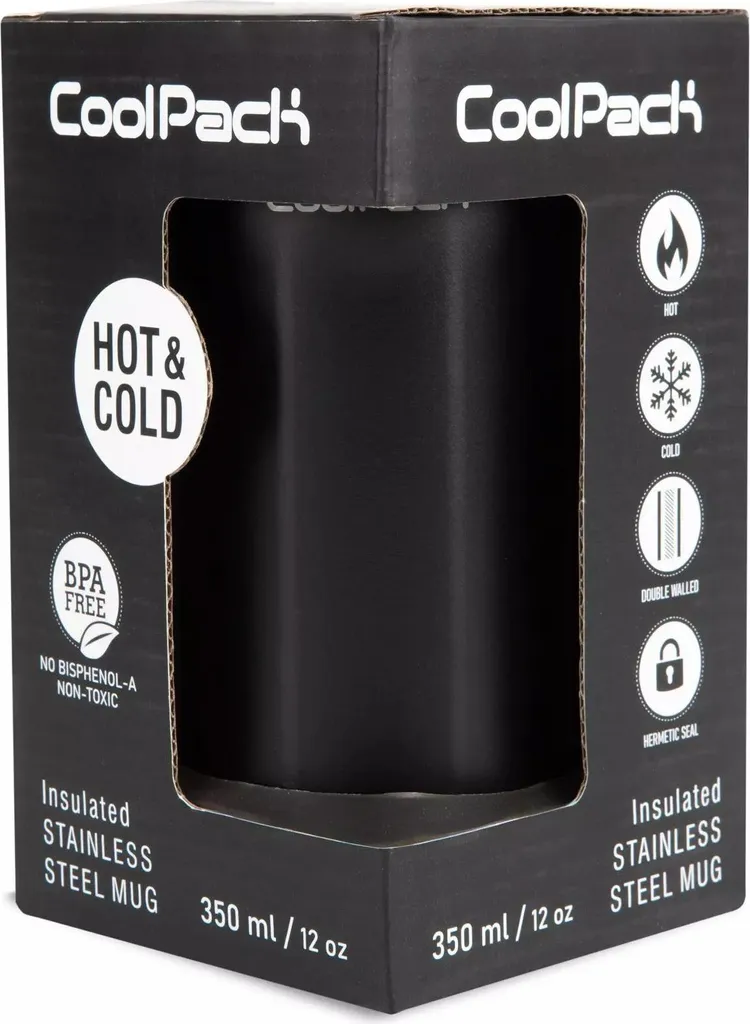 Tazza da caffè Coolpack da 350 ml Tom Black tazza termica