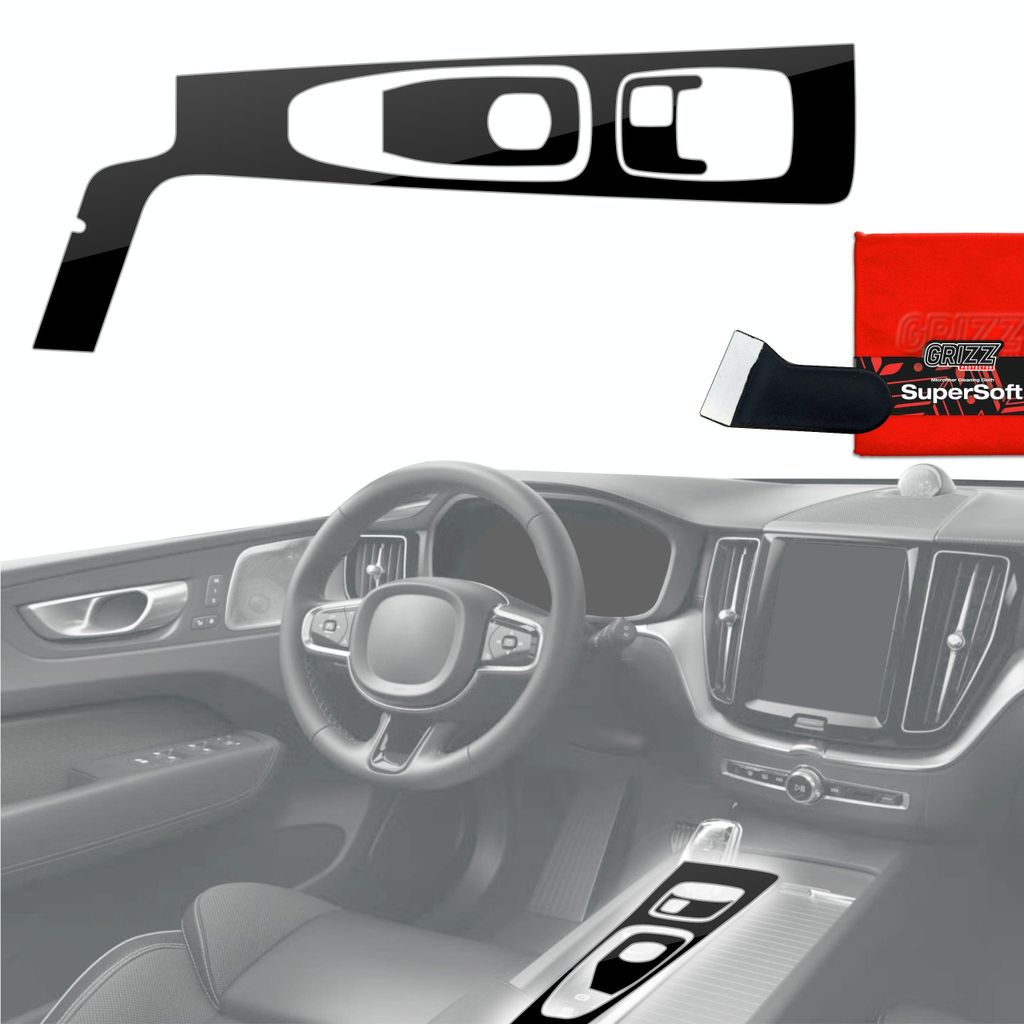 3in1 Schutzfolien Grizz Protector für Mittelkonsole - Volvo XC60 T6 (2022-2024) Schwarz Glanz