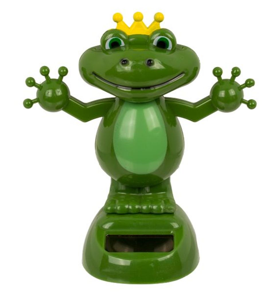 Solar Frosch mit Krone Wackelfigur