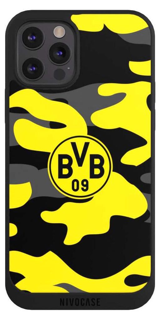 NIVOCASE Handyhülle für Apple iPhone 12 Pro Max Hülle NIVOpure Case Schwarz BVB Borussia Dortmund Fanartikel