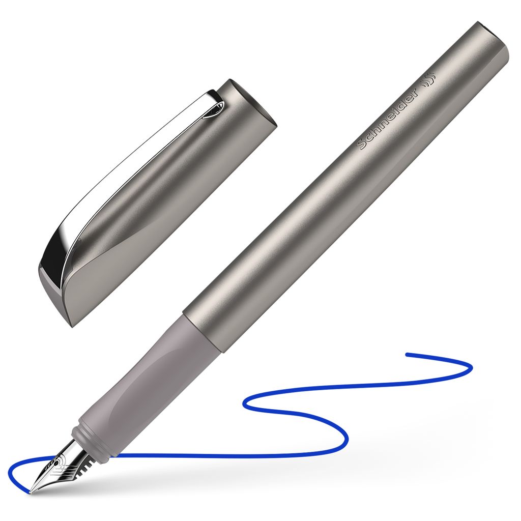 Schneider Füller Ceod Shiny Graphite M Rechts- & Linkshänder inkl.Tintenpatrone königsblau