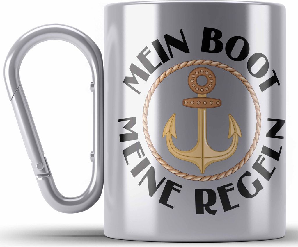 Trendation - Kapitän Edelstahl Tasse Karabiner Geschenk Produktbild 