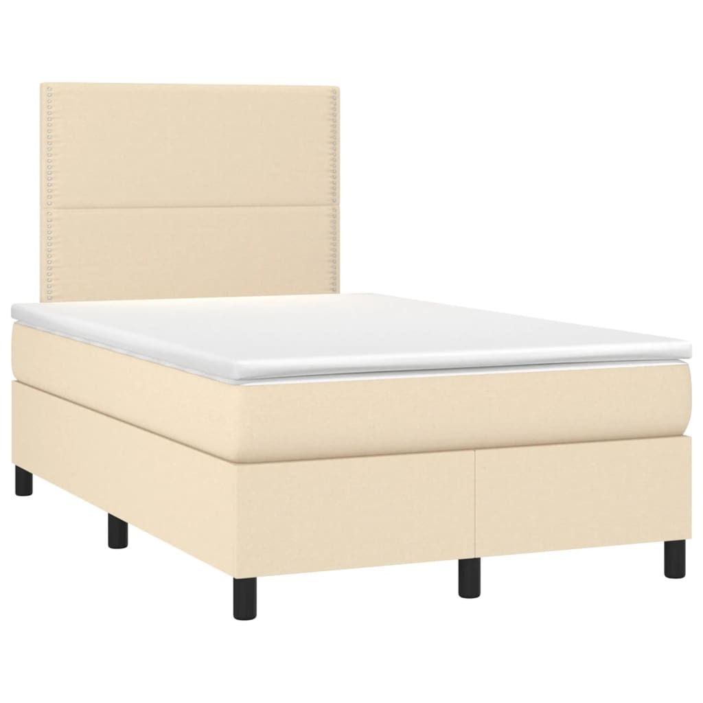 Ankonbej Boxspringbett mit Matratze Creme 120x190 cm Stoff