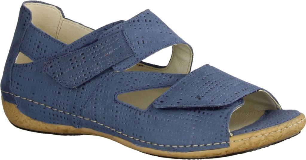 Waldläufer Heliett 342025-263 Sandale mit Fersenkappe, Damen, Leder, Denim, - Damenschuhe Sandale bequem / lose Einlage, Blau, leder (denver)