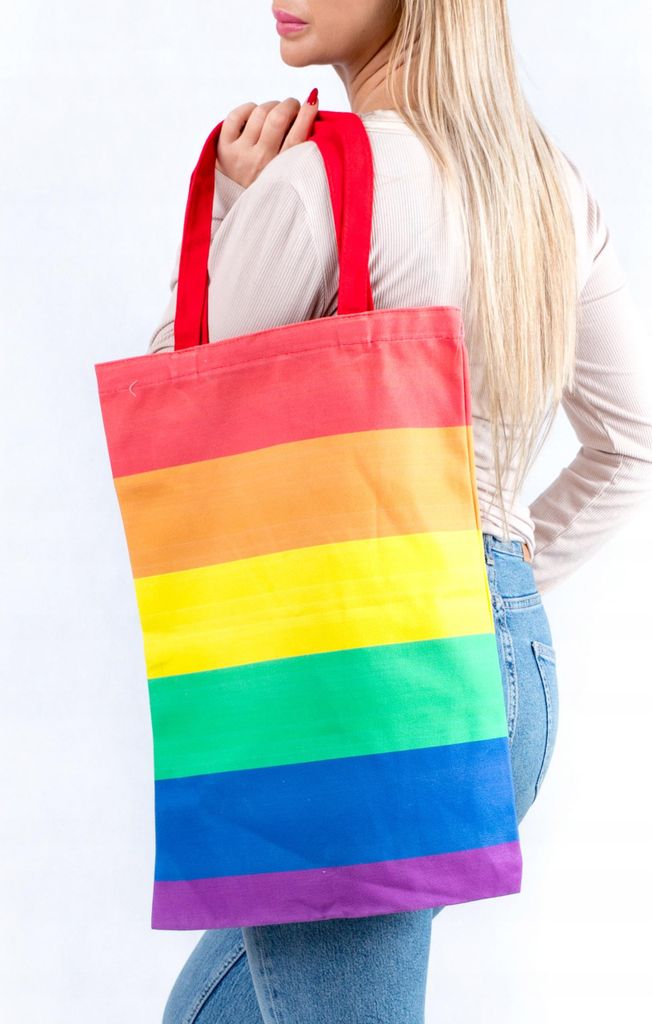 Borsa shopper in cotone arcobaleno PRIDE LGBT XXL Immagine del prodotto 