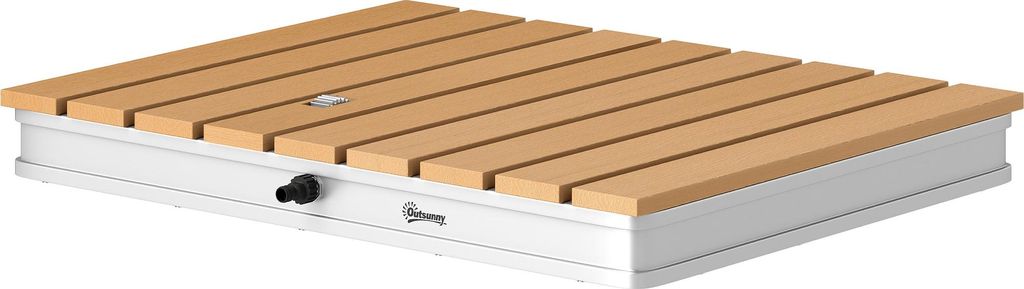 Bodendusche Gartendusche mit einstellbar Fußrad Aluminium bis 4 m Fontänenhöhe 70 x 55 cm Naturholz