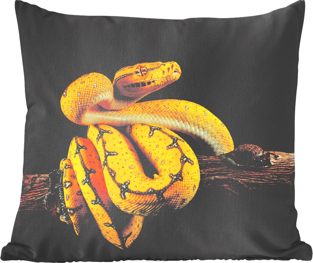 MuchoWow Zierkissen Sofakissen Wohnzimmer Dekokissen 50x50 cm Schlange - Zweig - Gelb - Komfort - Sofakissen