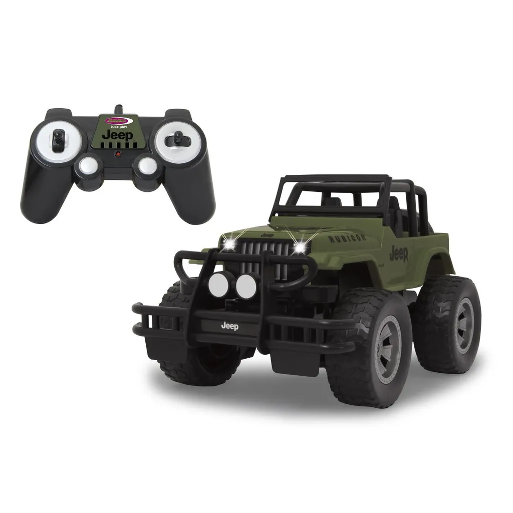 Jeep Wrangler Rubicon RC 1:14 Vert Olive - Jouet Tout-Terrain de Jardin