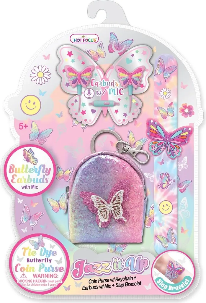 Pack Papillon avec Casque Audio Confort, Portefeuille et Slap Bracelet
