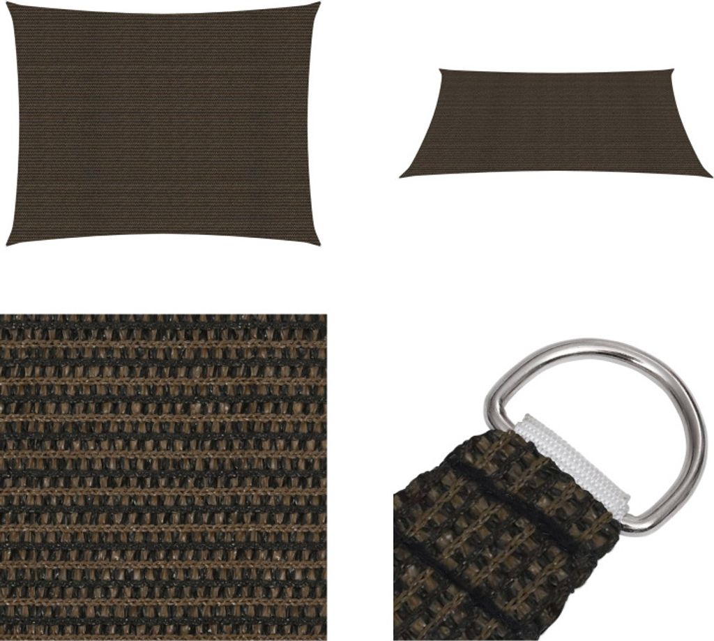 vidaXL Sonnensegel 160 g/m² Braun 3x4,5 m HDPE - Sonnensegel - Sonnenschutz - Windschutz - Sonnendach