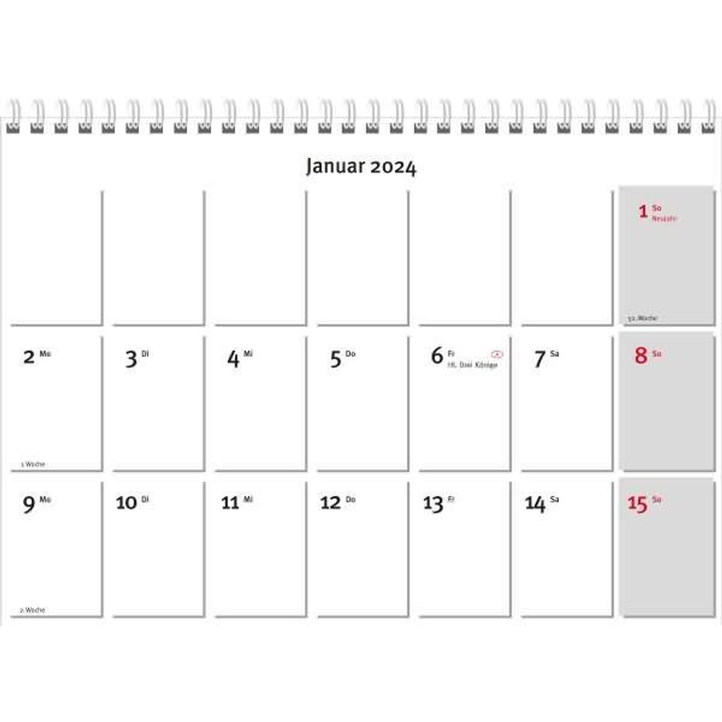 Güss 6 Wandkalender - A4, quer, 1 Monat / 2 Seiten