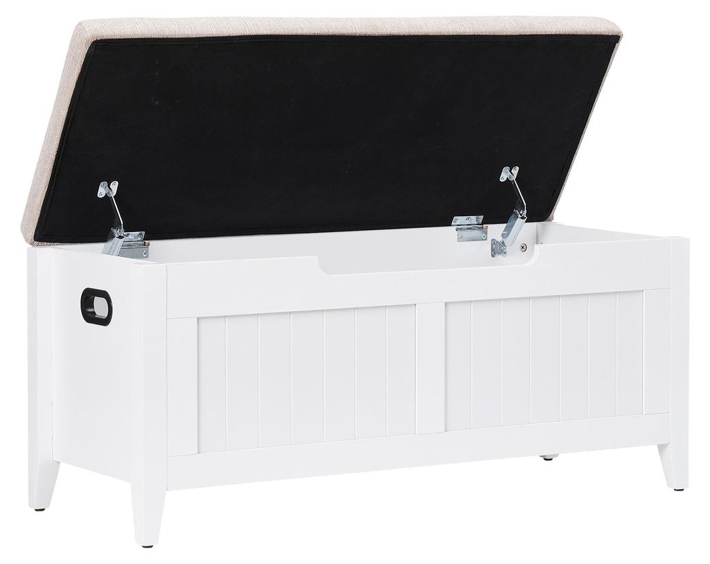 Caja de madera con asiento tapizado, 100 cm de ancho. Imagen del producto 