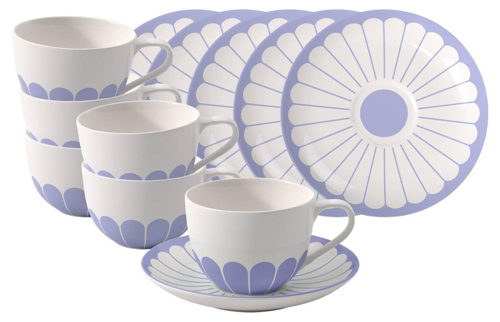 Villeroy & Boch Fleur Couleur Cappuccinotasse mit Untertasse 300 ml 6er Set - Bleu