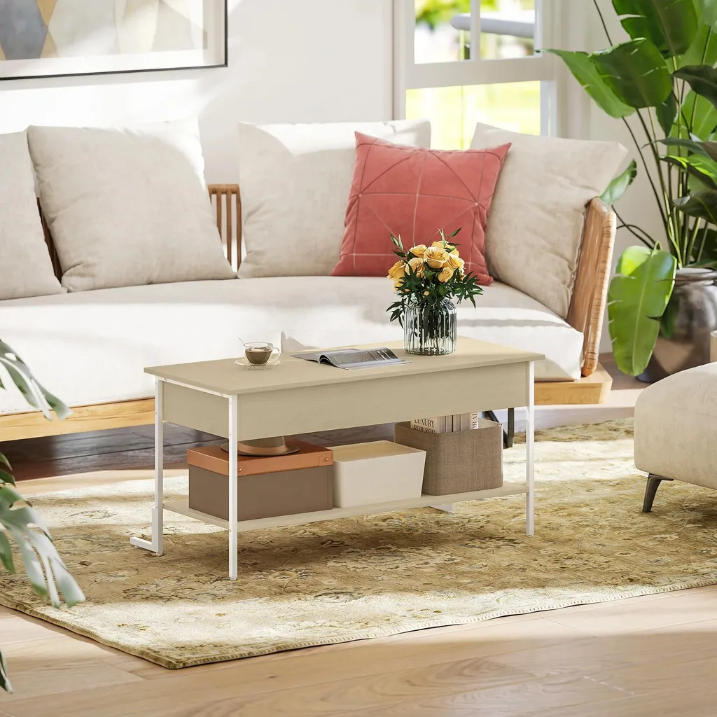 Table basse rangement caché blanc pour optimiser l'espace de vie 95cm - 9