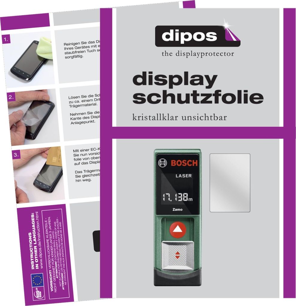 3x Schutzfolie für Bosch Zamo 1. Generation klar Displayschutzfolie Folie Display Schutz dipos