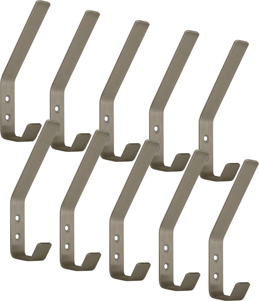 10 x SOTECH Kleiderhaken Loxten 142 x 20 x 45 mm, Garderobenhaken modern aus echt Edelstahl gebürstet Wandhaken mit 3 mm Materialstärke Jackenhak...