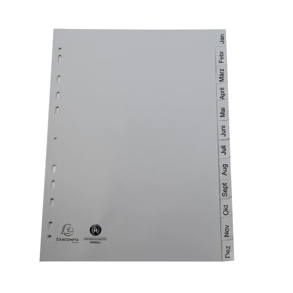 Ne perdez plus vos documents : Intercalaires A4 Jan-Déc en PP Gris 1812B - 3