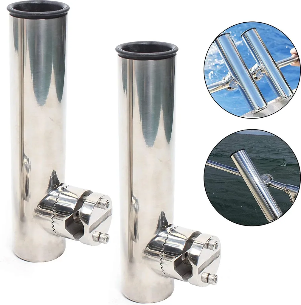 Paire de Porte-cannes Inox Orientables 360° pour Equipement de Bateau