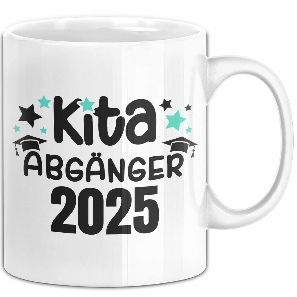 Trendation - Kita Abgänger 2022 Schulstart Tasse Geschenk Jungen Mädchen Einschulung Schulanfang Erster Schultag (Weiß)
