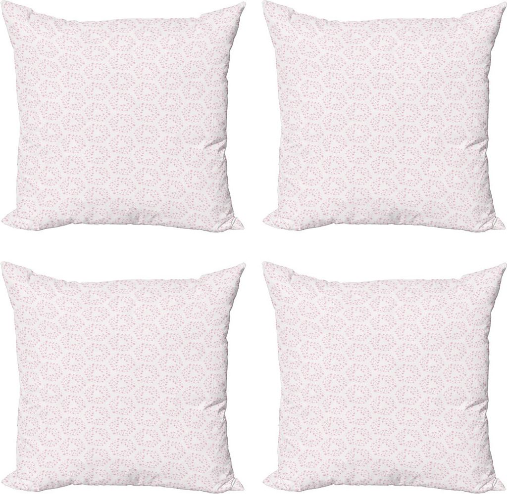ABAKUHAUS Botanisch Kissenbezug Set (4 Stück), Romantische Löwenzahn-Blume, Moderner Doppelseitiger Digitaldruck, 45 cm x 45 cm, Pale Rose und Ba...