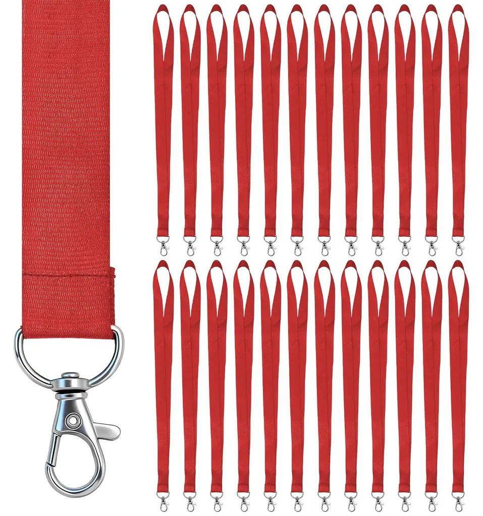Tour de Cou Rouge 45 cm avec Crochet Pivotant pour Carte d'Identité x25