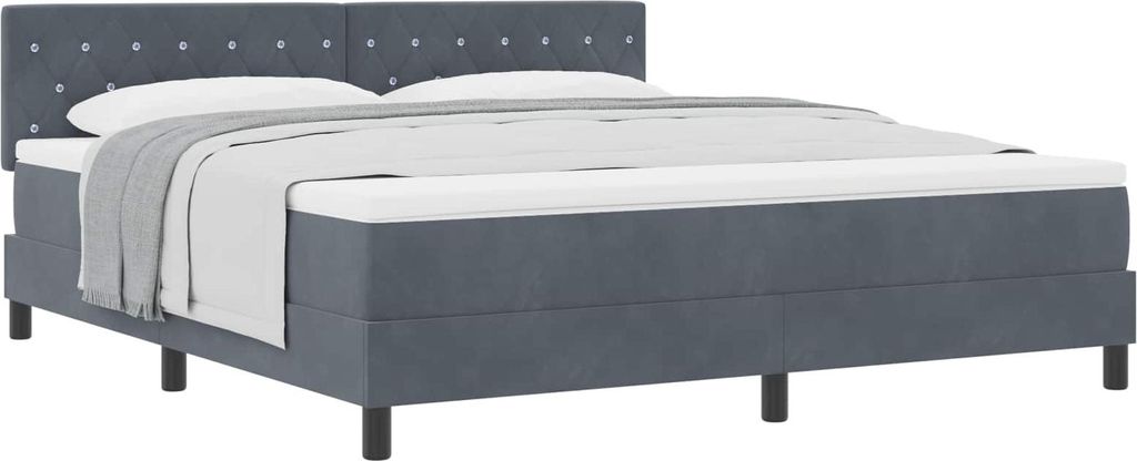 vidaXL Lit boxspring avec matelas gris foncé 180 x 200 cm Image du produit 