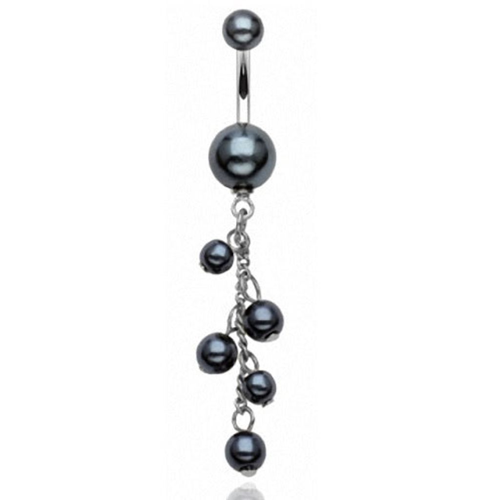 Taffstyle Bauchnabelpiercing Bauchnabelpiercing Perlen Kugel Design Anhänger, Anthrazit