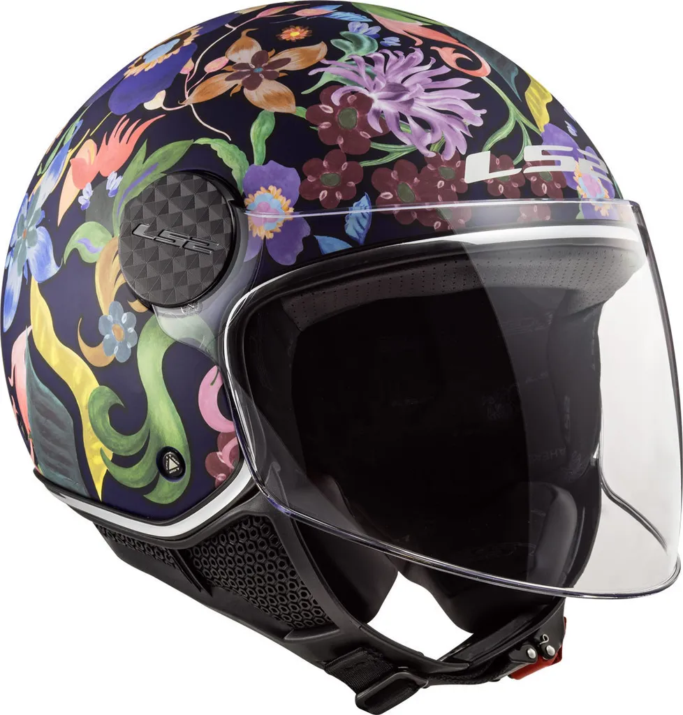Casque scooter LS2 Sphere Lux Bloom Deco Noir idéal pour la ville