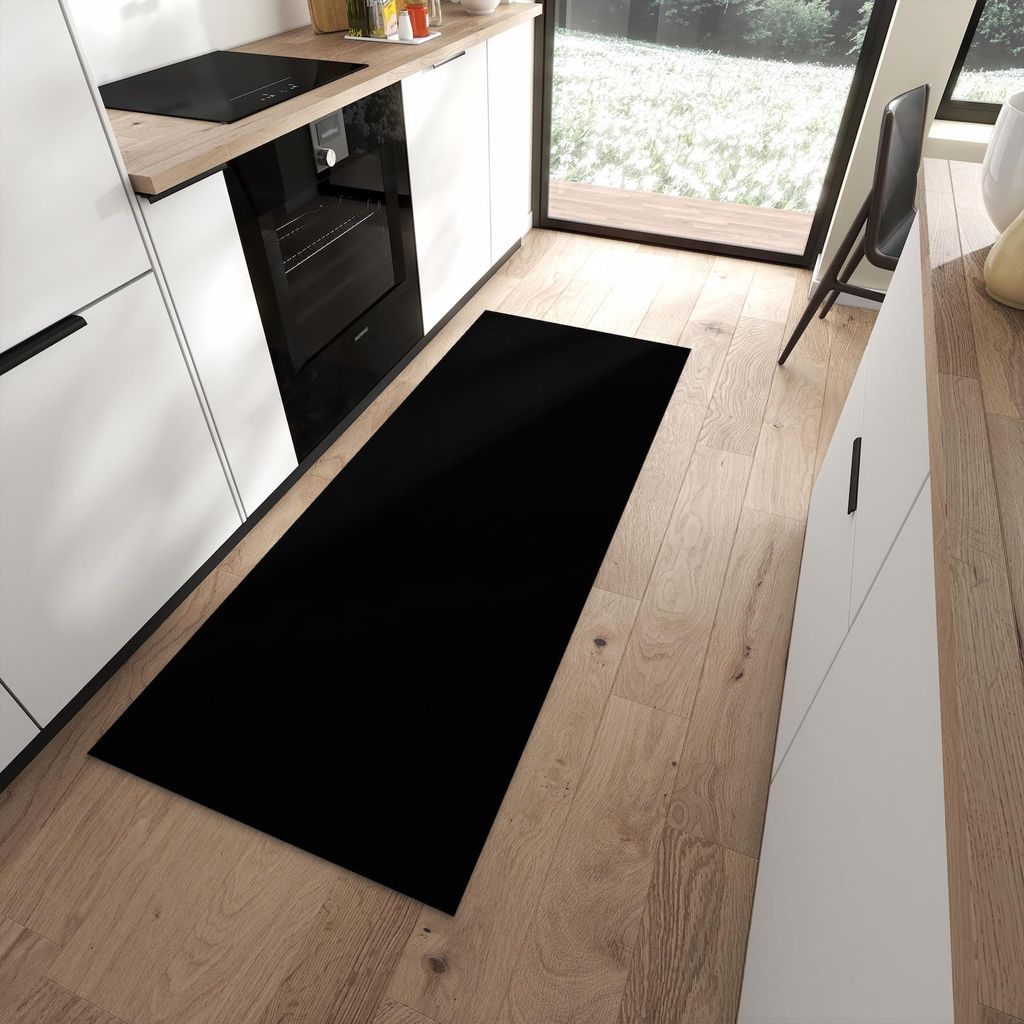 Küchenteppich 80x200cm rutschfest & abwischbar PVC Läufer - Schwarzer Hintergrund