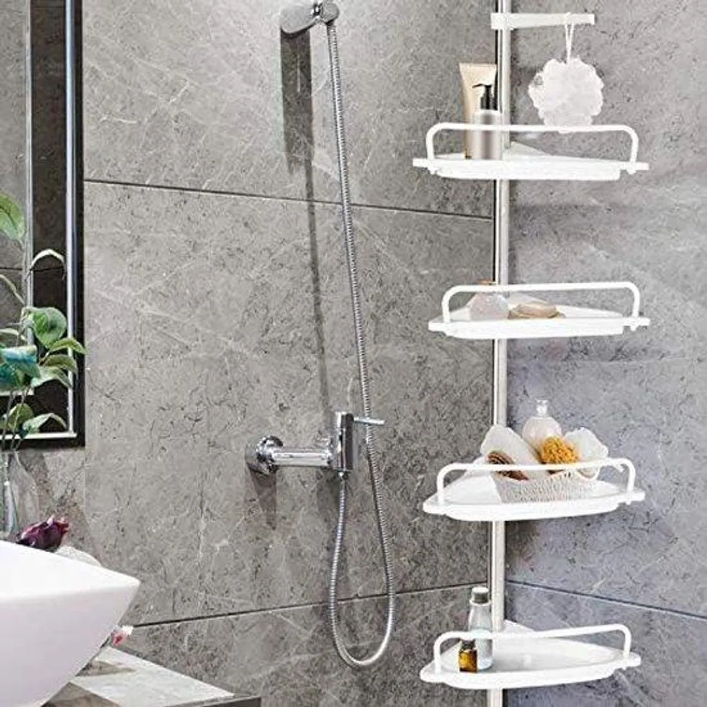 Siège de douche blanc avec cadre chromé et 4 lattes - Tabouret ergonomique