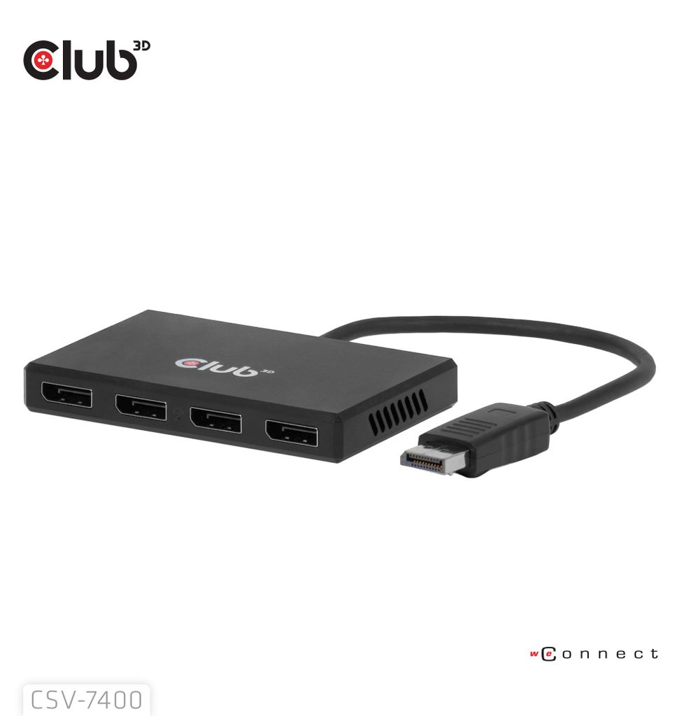CLUB-3D MST-Hub DP1.4 Quad Monitor 4x4K30Hz, black