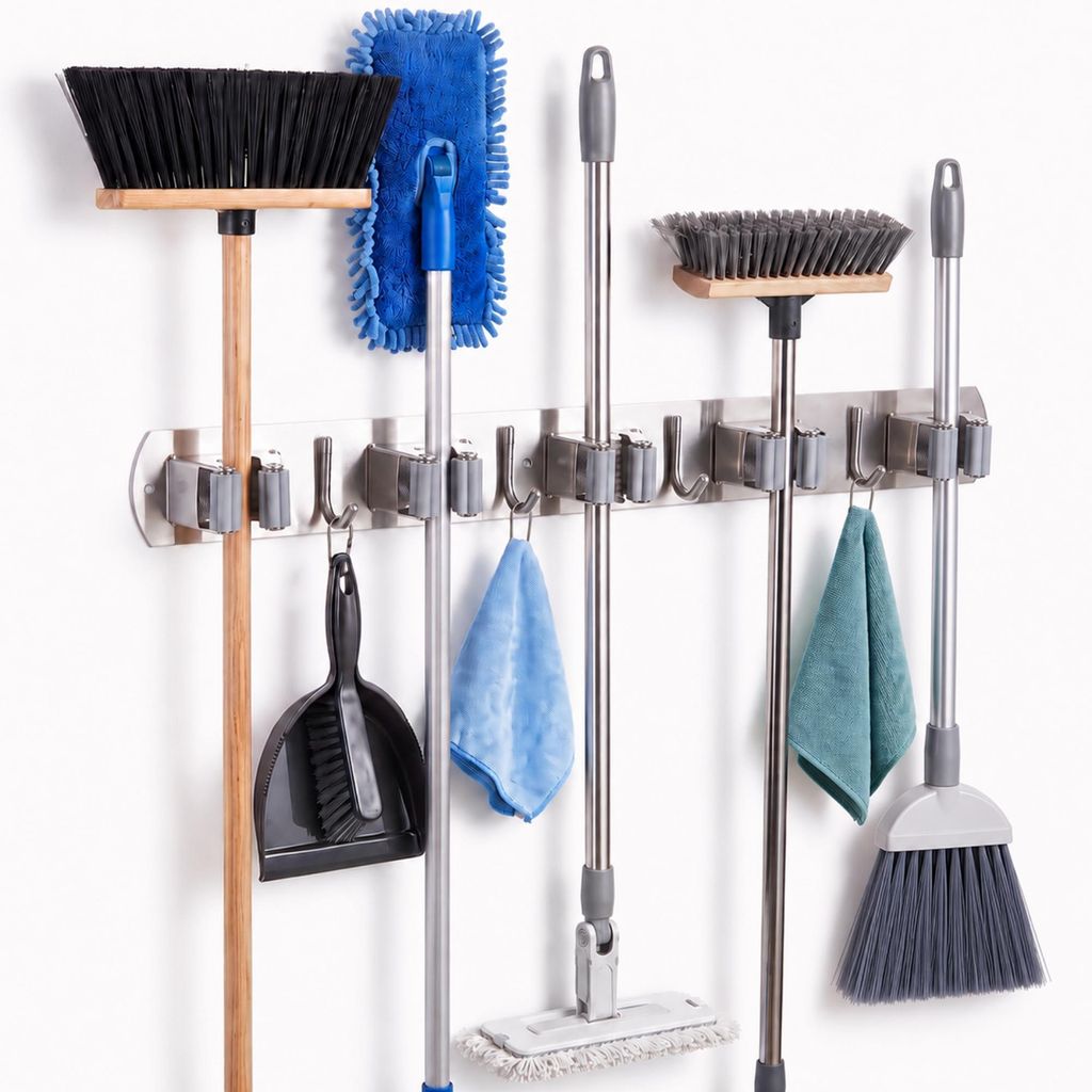 ECENCE Besenhalterung Wand Silber Besenhalter zum Kleben & Produktbild 