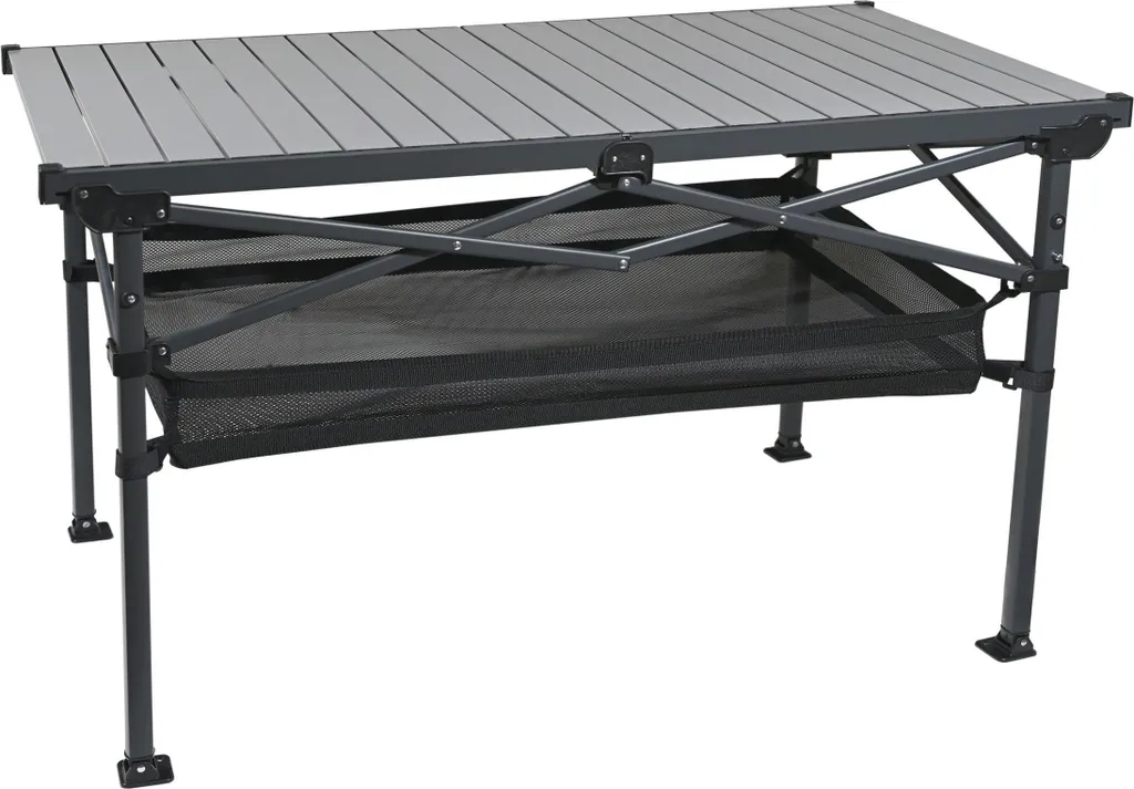 CATTARA ROLL DUE Table de camping pliante 118 x 70 cm en aluminium gris