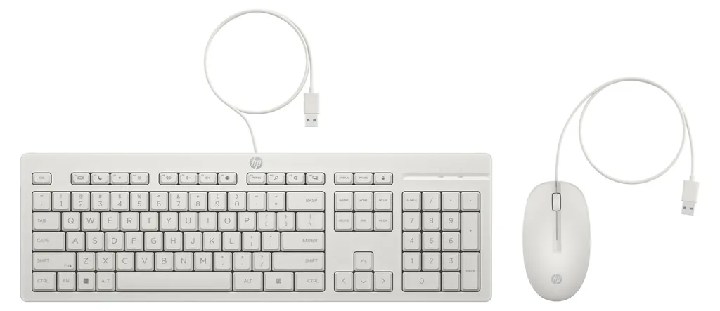 Pack Clavier Souris Filaire HP 225 Blanc Fini les Pannes de Pile
