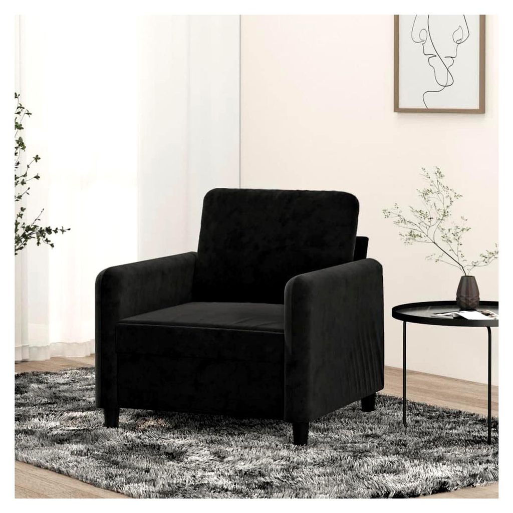 Sessel mit Schlaffunktion für Wohnzimmer und Schlafzimmer, Schwarz, 60 cm, Samt