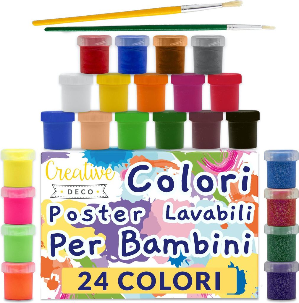 Creative Deco Tempere Lavabili per Bambini | 24x20 ml | Set Immagine del prodotto 
