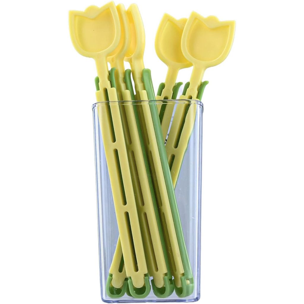 Tulpenform Beutelclips mit magnetischer Aufbewahrungsbox, 5er Set, ABS-Material, für Snacks, Lebensmittelverpackungen, Feuchtigkeitsschutz, 14x9.5...