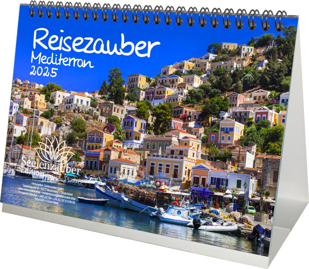 Reisezauber Mediterran DIN A5 Tischkalender für 2025 Mittelmeer Stadt Städte Urlaub Reisen - Seelenzauber