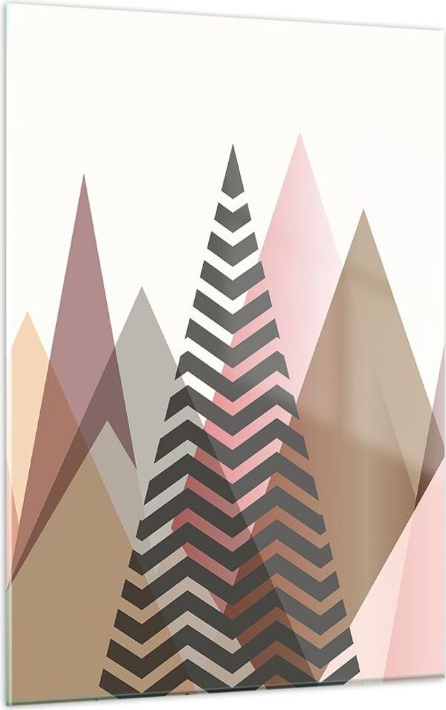 Bilder auf glas - Einteilig - Berge Dreiecke Abstraktion - 50x70cm - Glasbilder - Wandbilder - Bilder - zum Aufhängen bereit - Wanddekoration aus ...