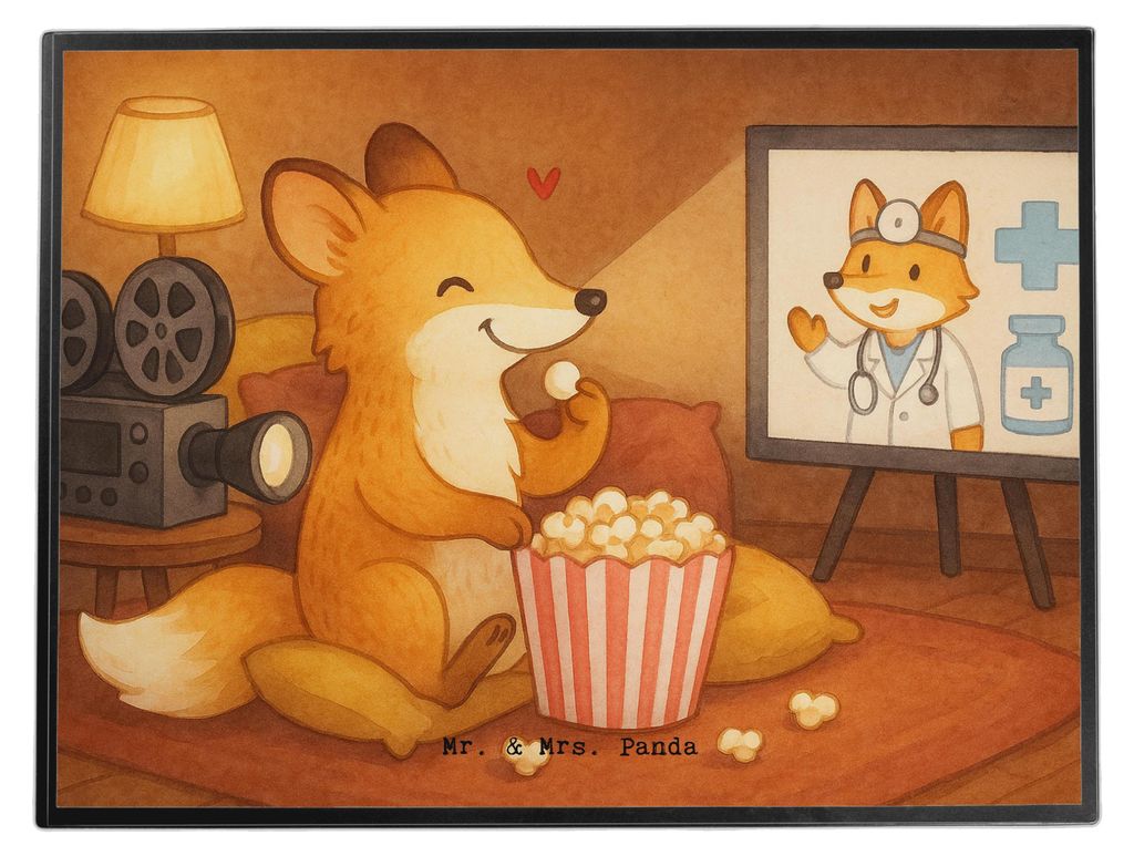 Mr. & Mrs. Panda Schreibunterlage Fuchs Filme gucken Design - Weiß - Geschenk, schreibtischunterlagen, Fernsehen, tischpad, schreibtischunterlage,...