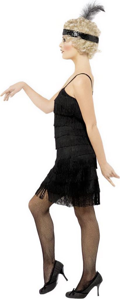 Schwarzes 20er Jahre Kleid mit Fransen Größe: S Produktbild 