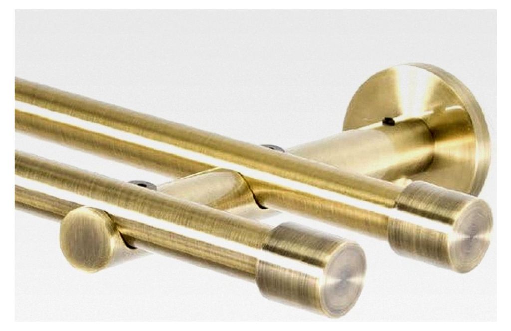 Wandträger 16mm, Halter für Gardinenstangen, zweiläufig, in 3 Farben, Antik-Gold