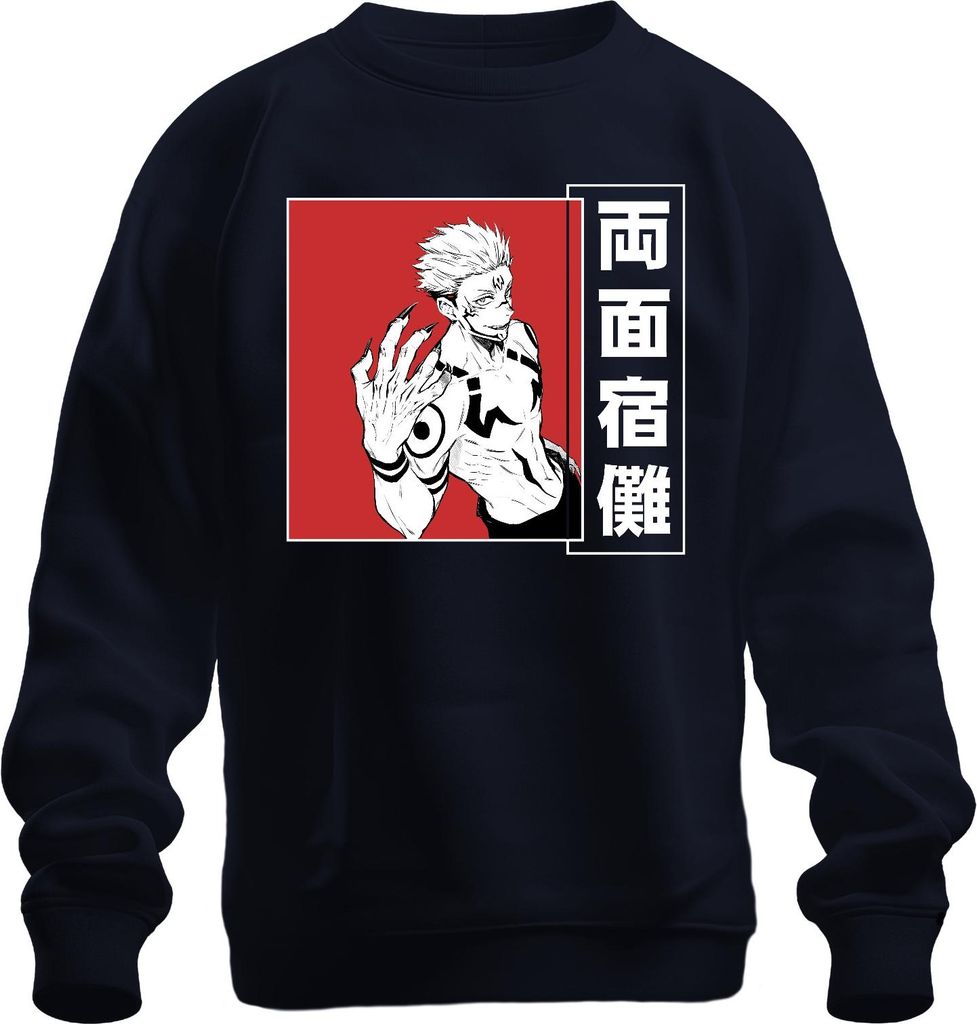 Ryomen Sukuna Jujutsu Kaisen Dämon Manga Anime Ästhetik düster rot Uni Sweatshirt Pullover, Navy, S