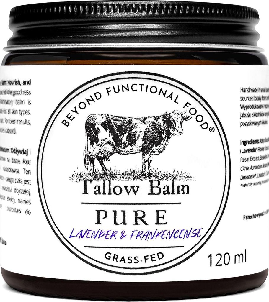 PURE Natürlicher 100% Rindertalg-Balsam mit Lavendel und Weihrauch, Talg-Balsam 120 ml